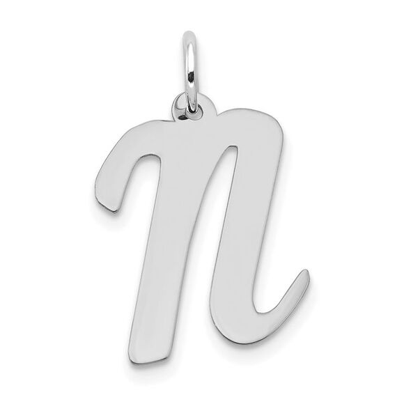 14k White Gold, Madison Collection LG Classic Script Initial N Pendant - Picture 1 of 5
